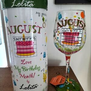 Lolita Birthday Wine Glass - August